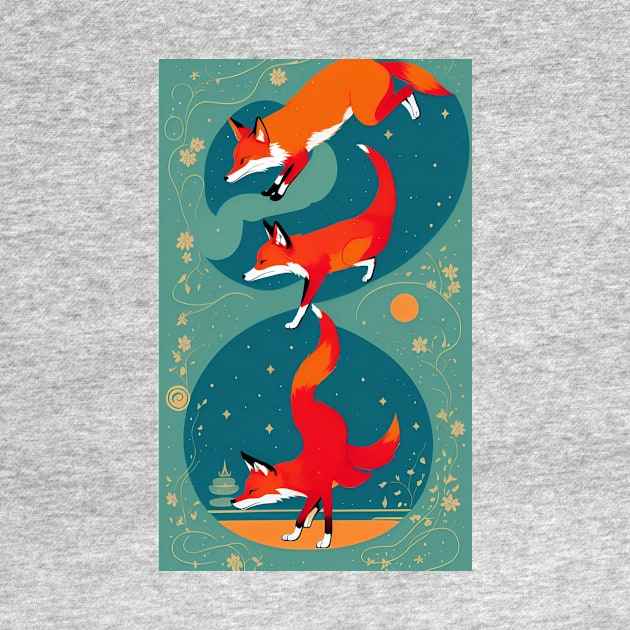 Fox Yoga Floral Flower Design by ShopSunday